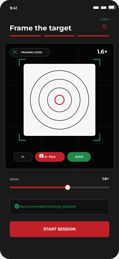 Auto zoom & lens control wireframe