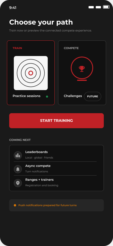 Training & compete wireframe